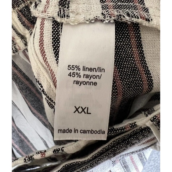 Maurices Linen Rayon Striped Split‎ Wide Leg Cropped Pants Womens Size XXL Belt - Picture 4 of 16